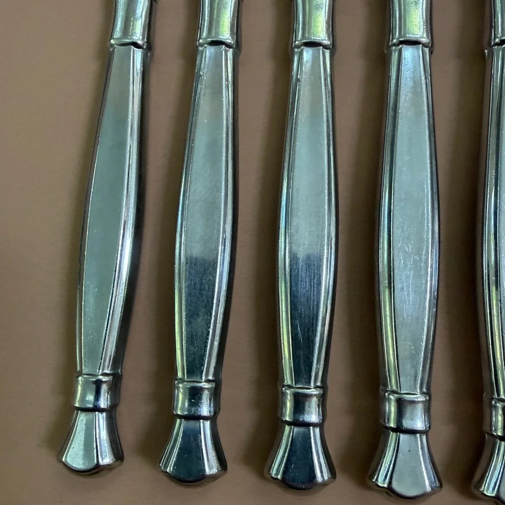 Oneida Act 1 Stainless Steel Dinner Knives Glossy Cube Mark Set of 9 Heirloom